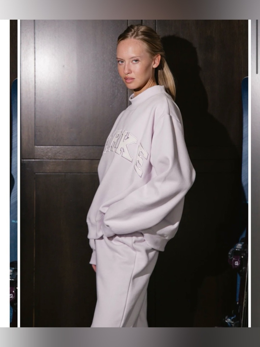 FINAL SALE PARKE SOLD OUT Varsity Mockneck Lilac + White - Picture 4 of 10